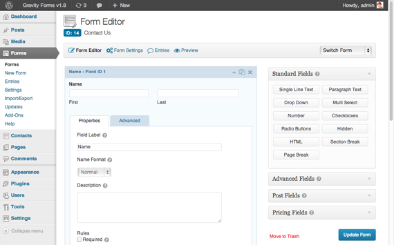 Gravity Forms v1.8 UI Refinements