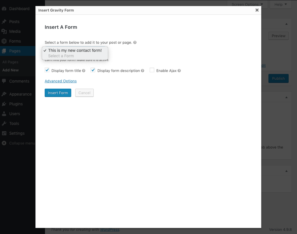 Step 4: Embed your WordPress Contact Form