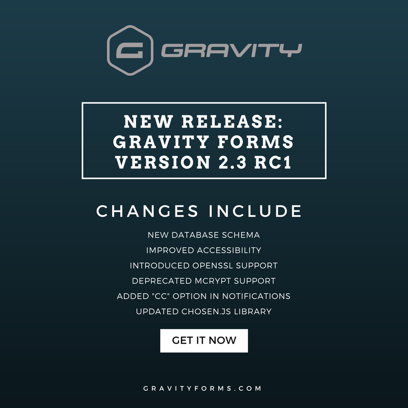 Gravity Forms 2.3 RC1 Released