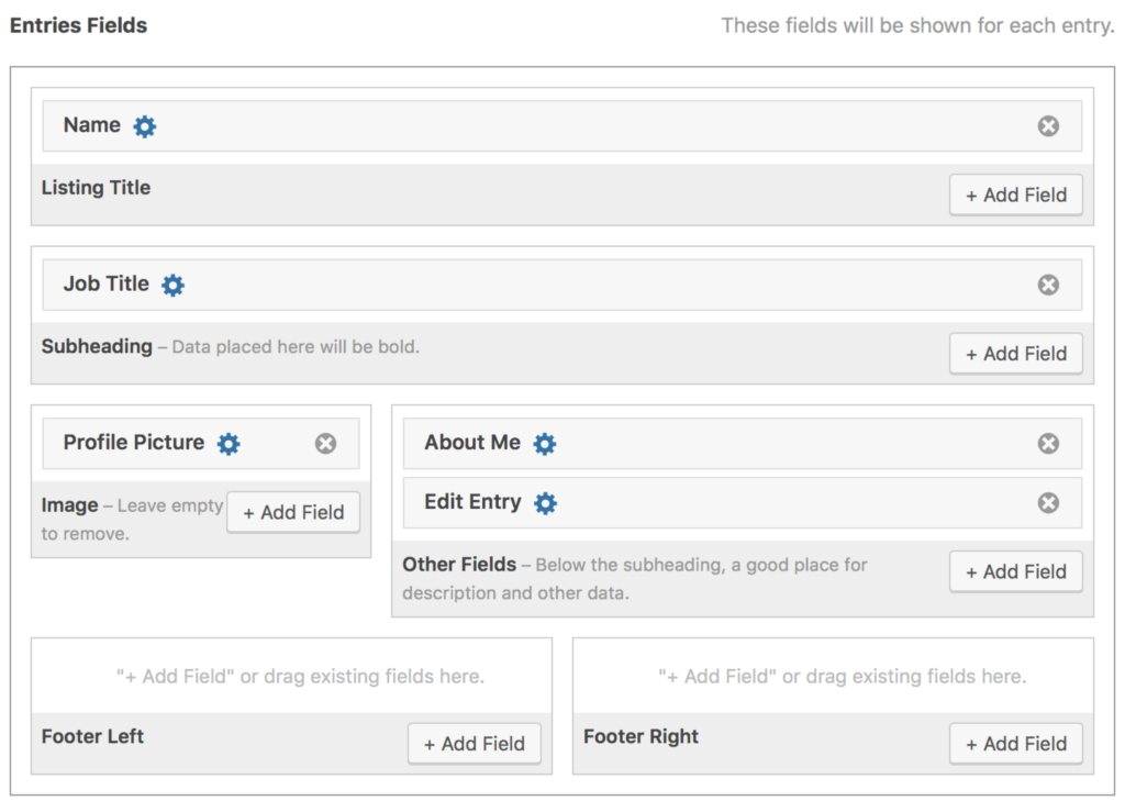 View configuration in GravityView, representing displaying field content from Gravity Forms entries