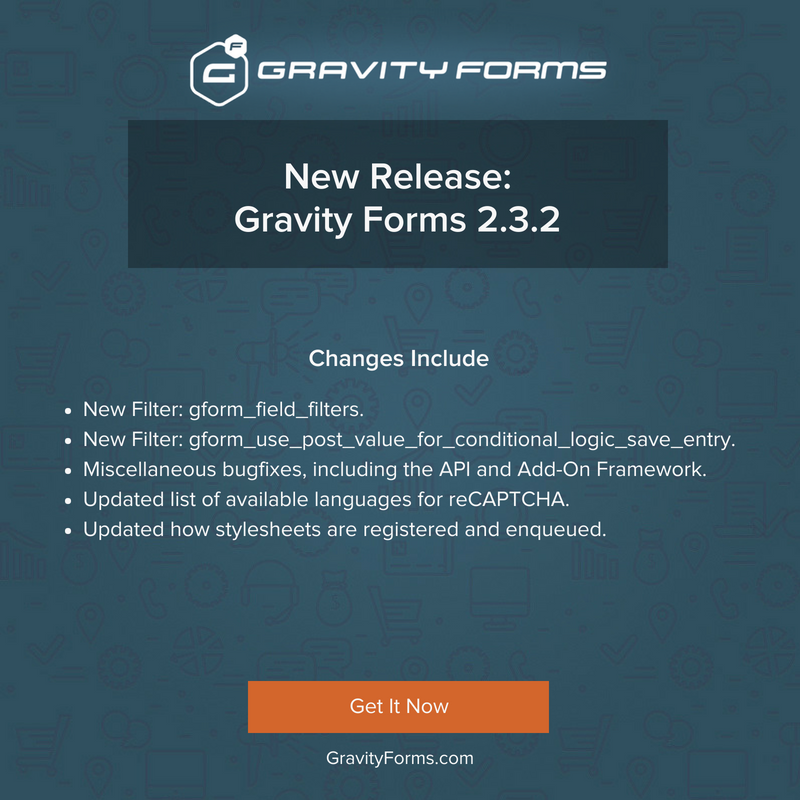 Gravity Forms 2.3.2 Release