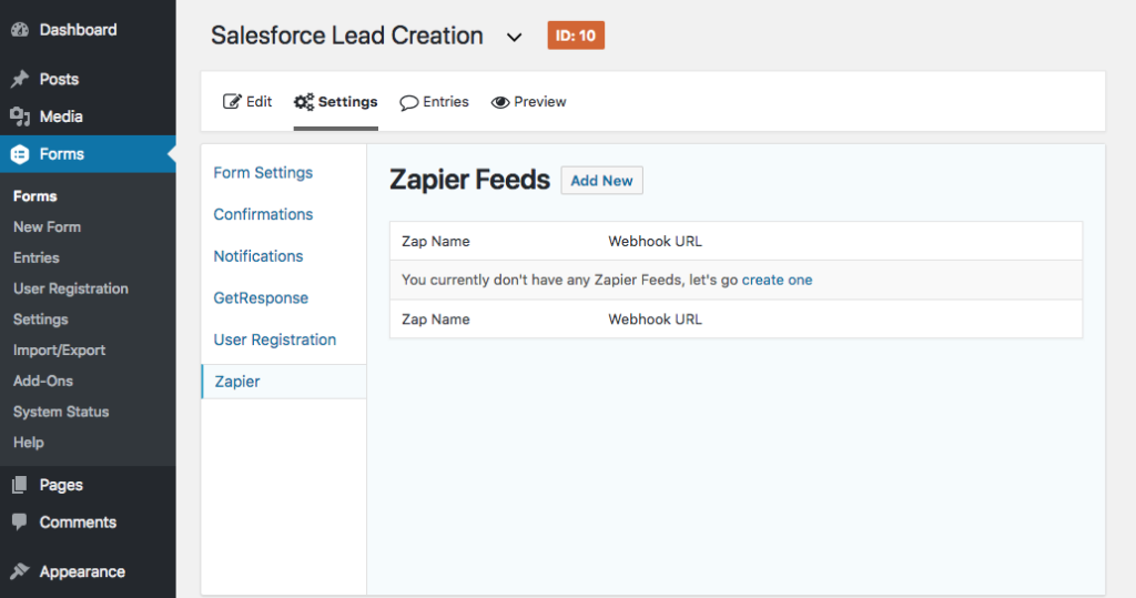 zapier feeds page