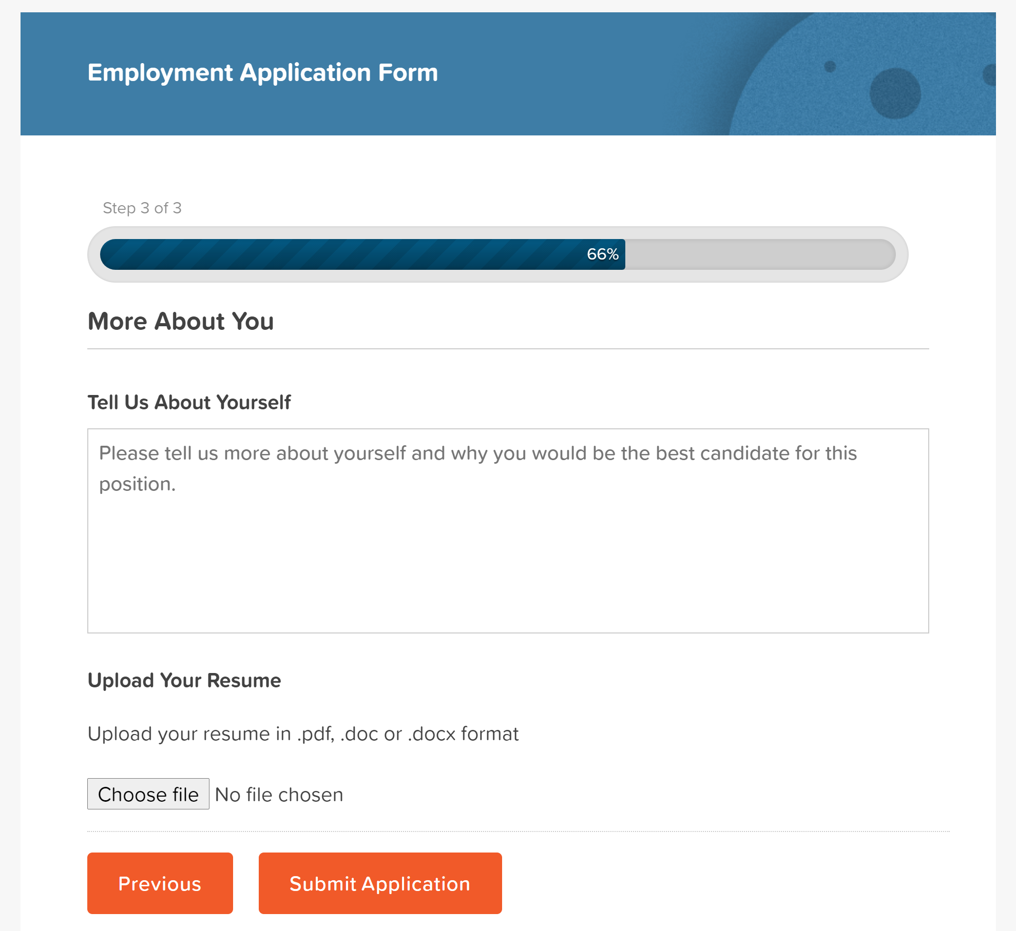 Employment Application Form File Upload