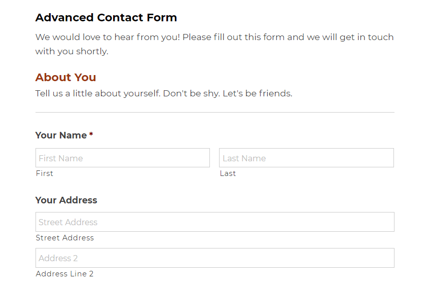 An example of a contact form.