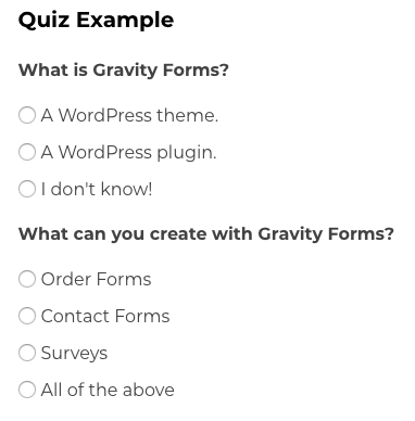 An example of a quiz.