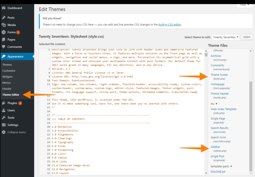 Adding Forms to Sidebars and Footers in WordPress