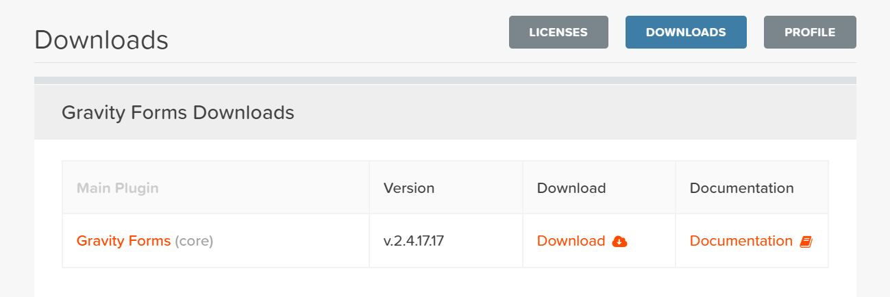 Gravity Forms Account Dashboard
