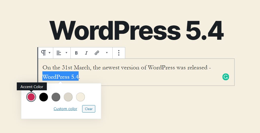 WordPress 5.4 Colors