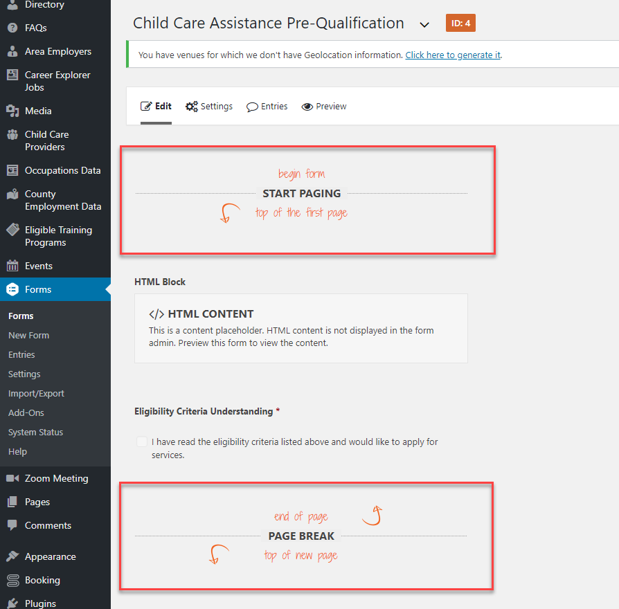 Workforce Solutions Child Care Prequalification Form - backend