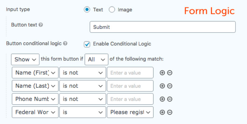 Submit Conditional Logic