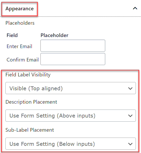 Appearance Name Fields