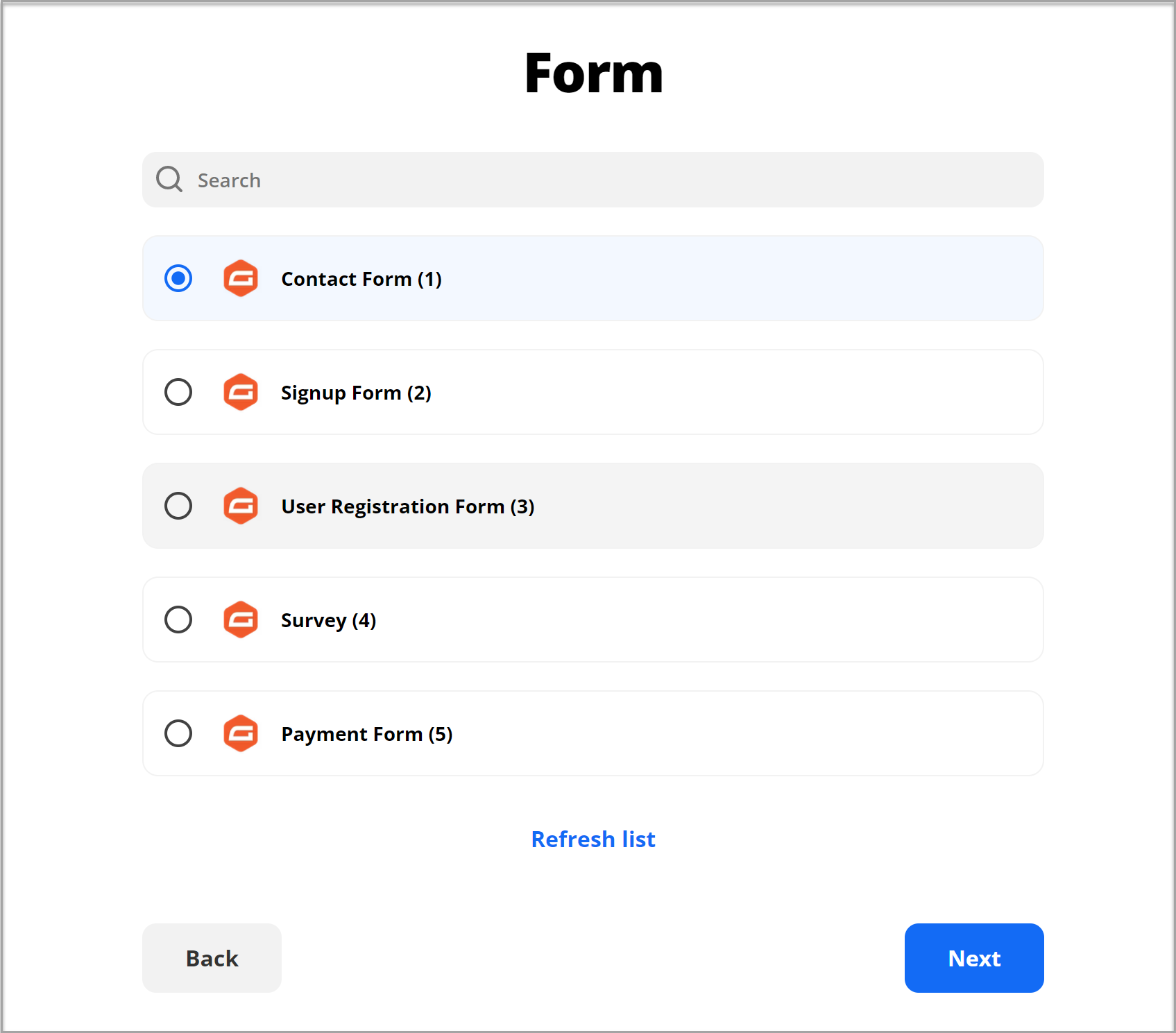 Select a Form