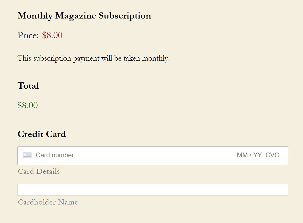 Payment Fields Front End