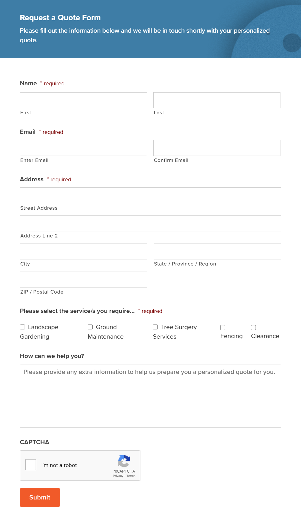 Request a Quote Form Template