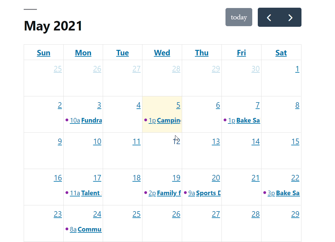 calendar-front-end-editing