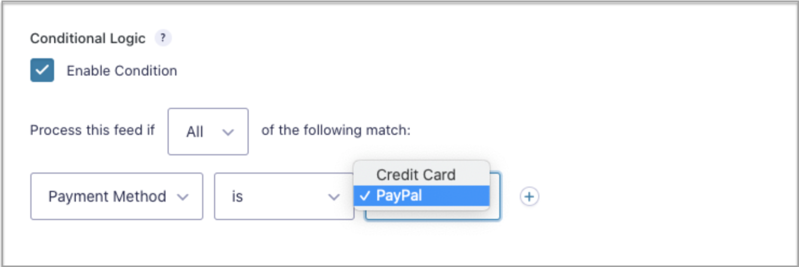 Conditional Logic Payment Feed