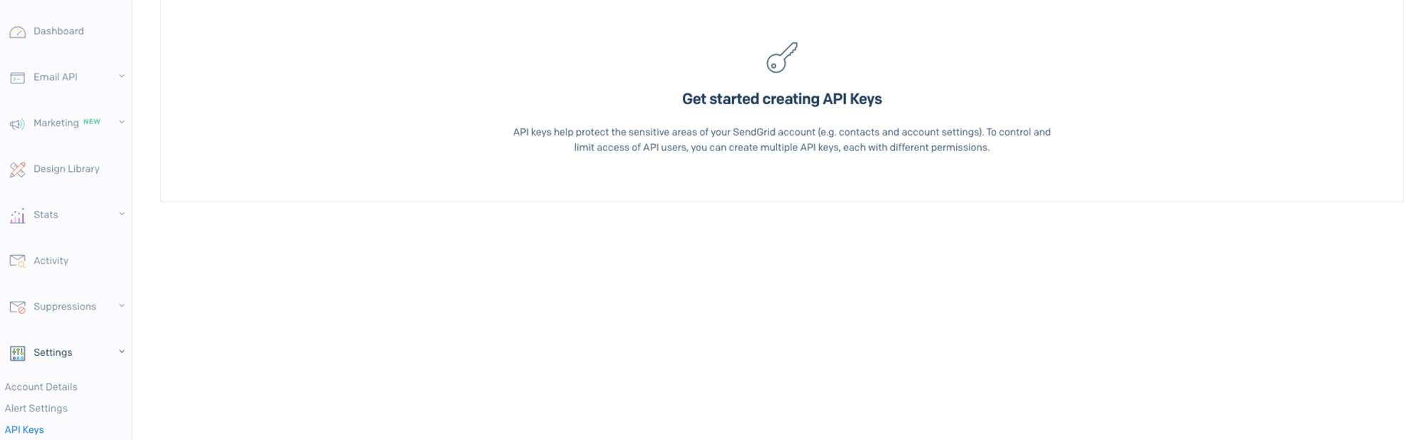 Creating API keys in Sendgrid
