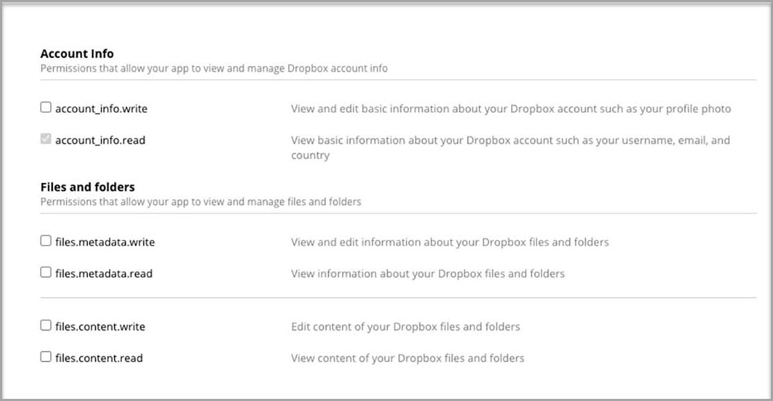 Enabling-permissions-for-Dropbox-app