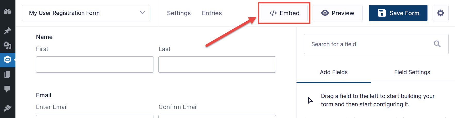 Form Embed Button