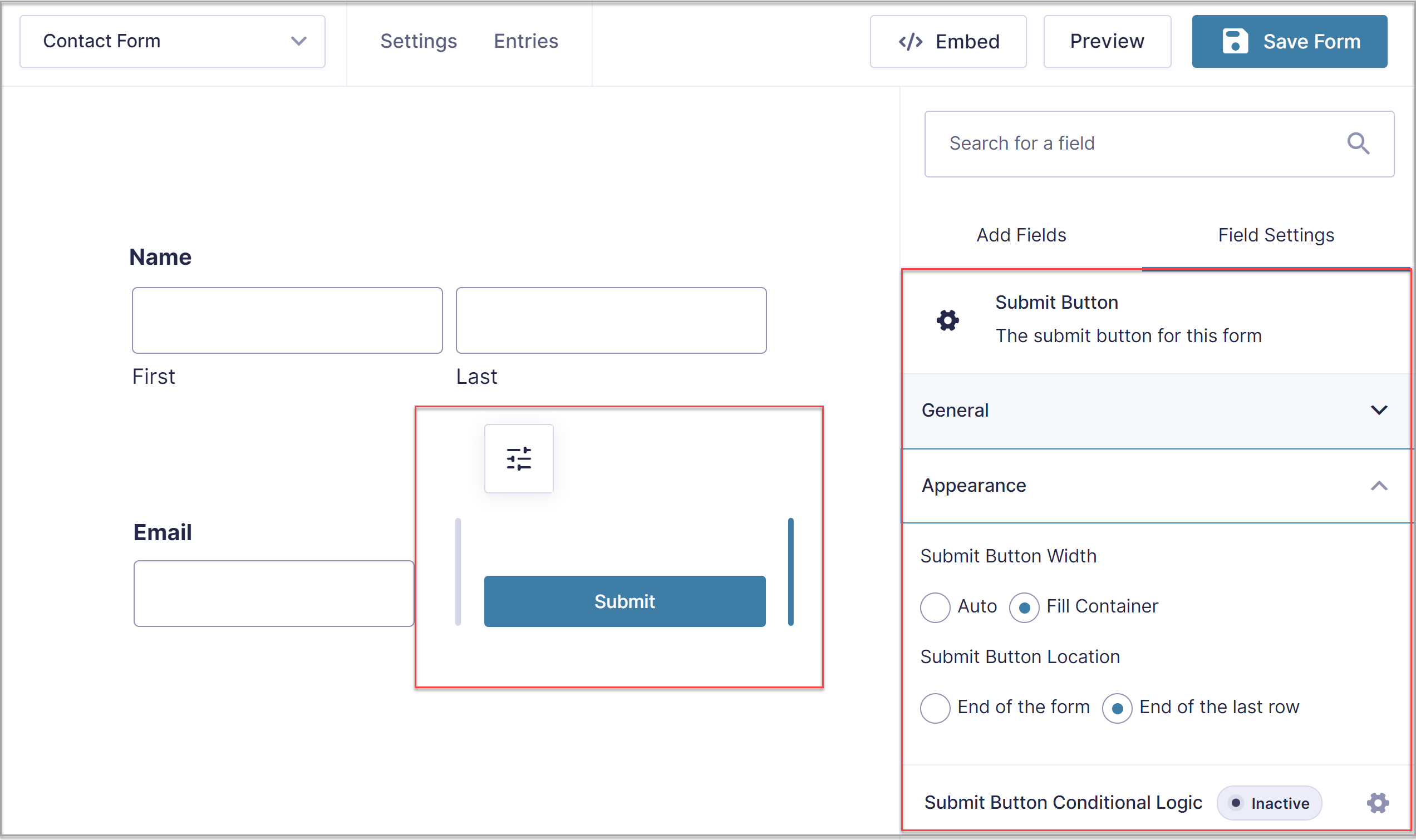 Form submit button