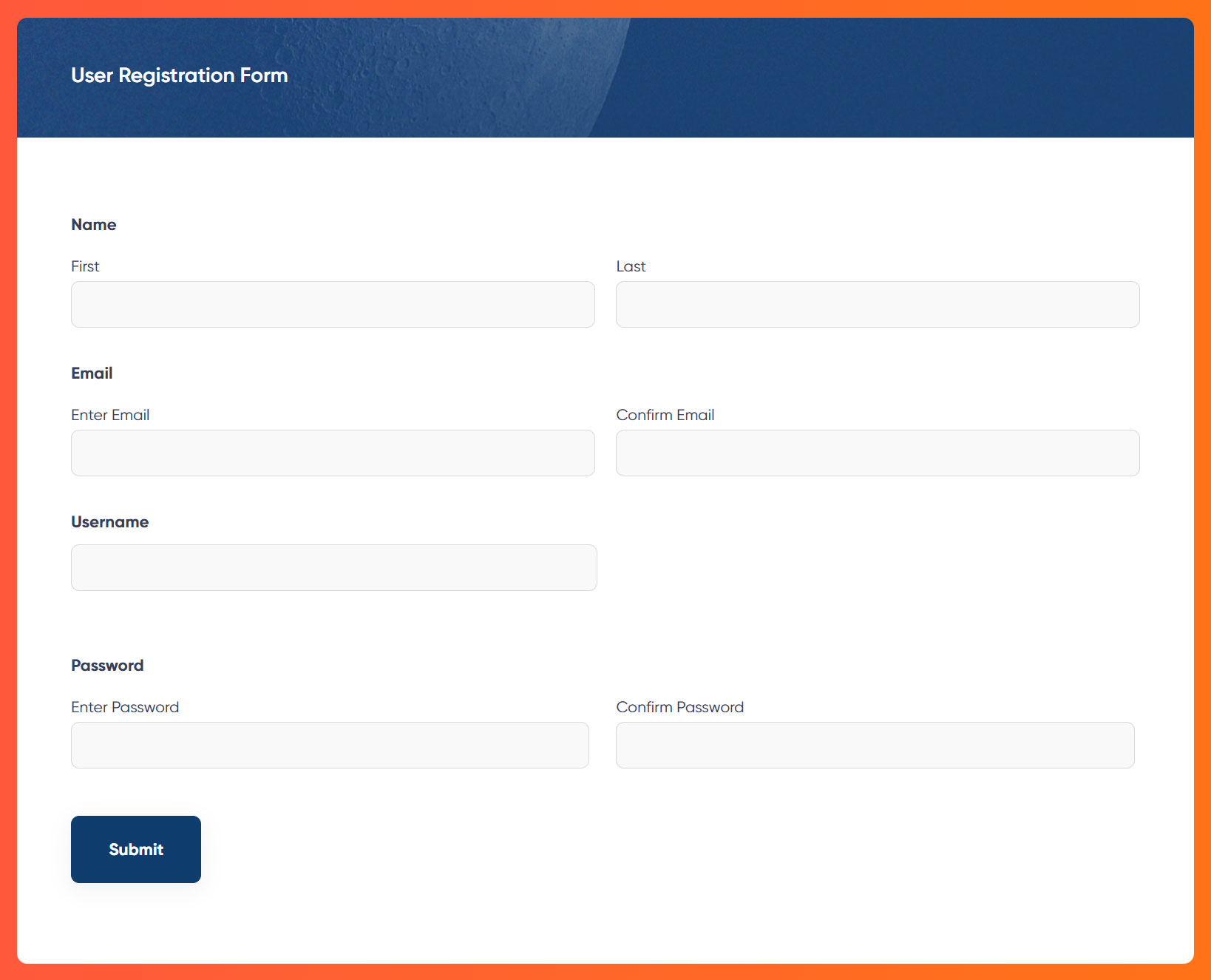 User Registration Form Template