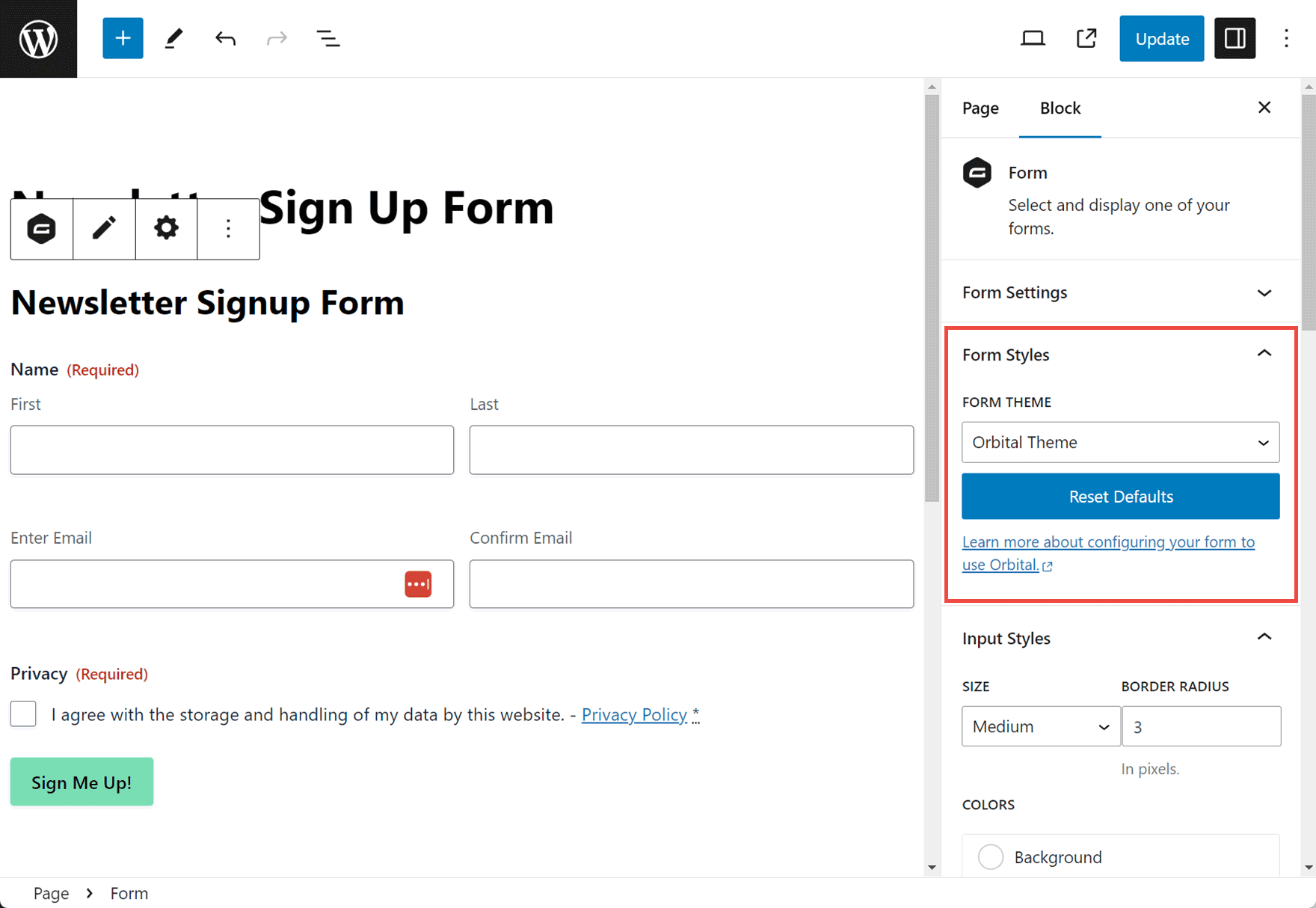 Select Form Theme