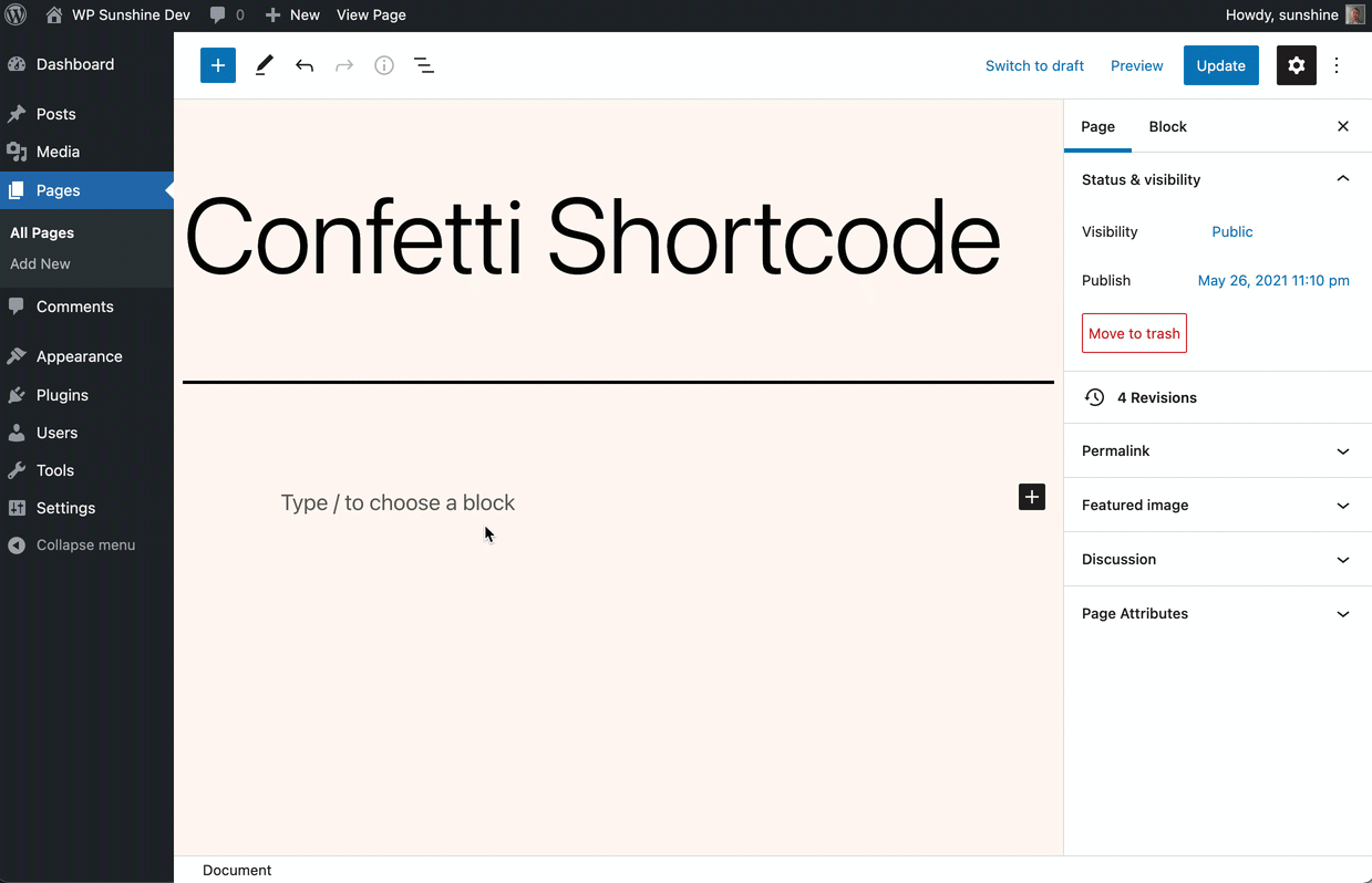 confetti-shortcode