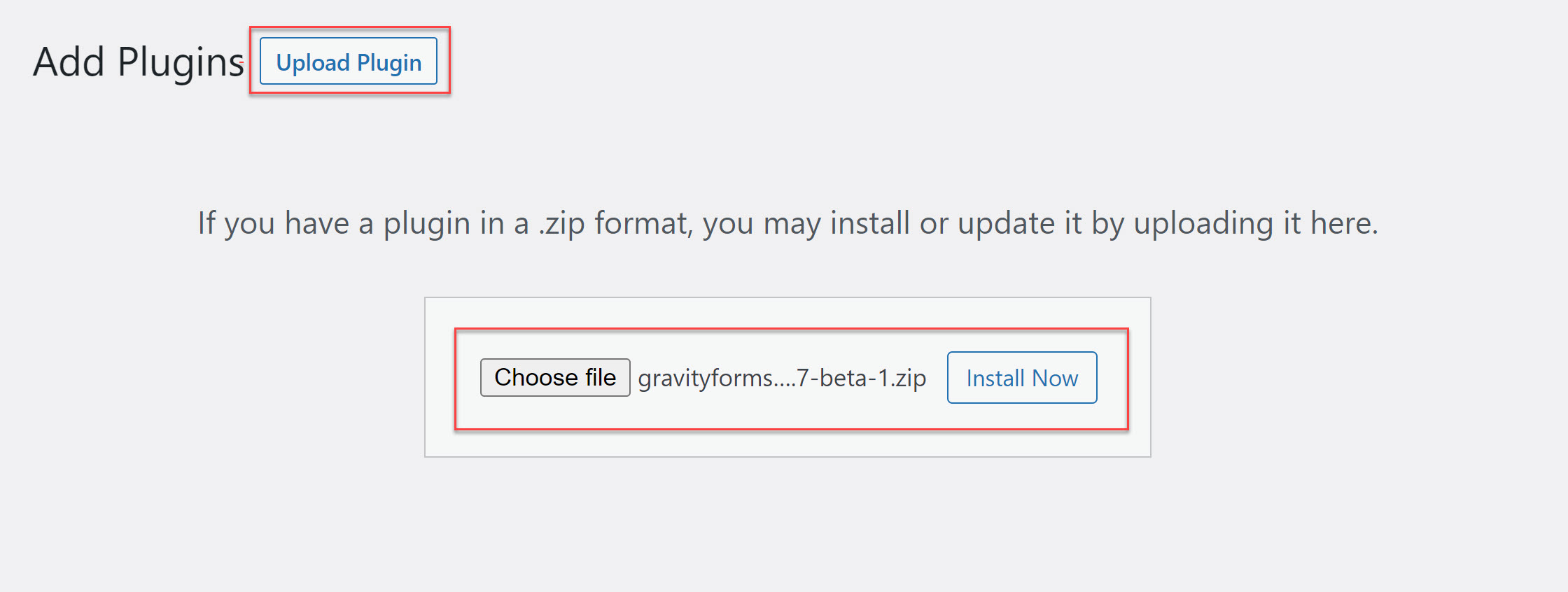Upload Gravity Forms 2.7 beta