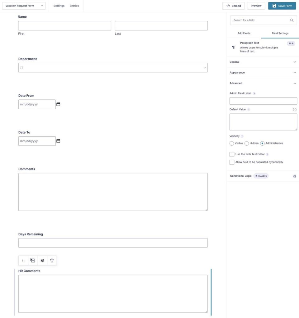 create vacation request form sharepoint