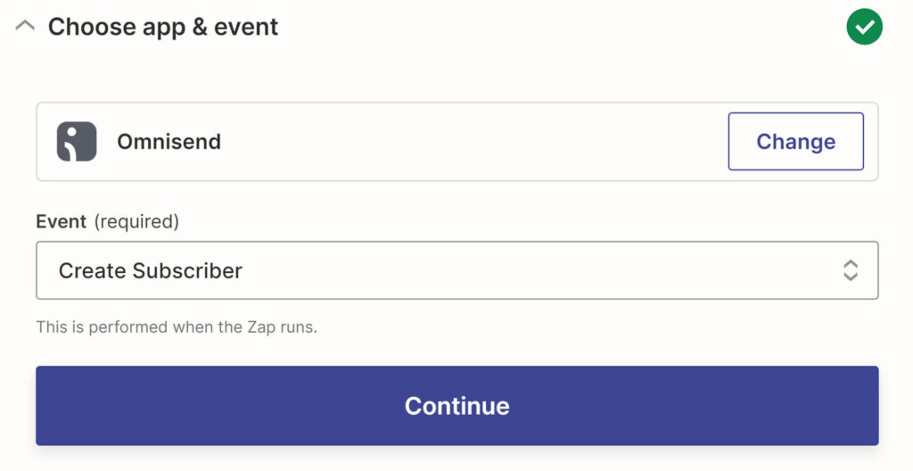 Choosing an event in Zapier