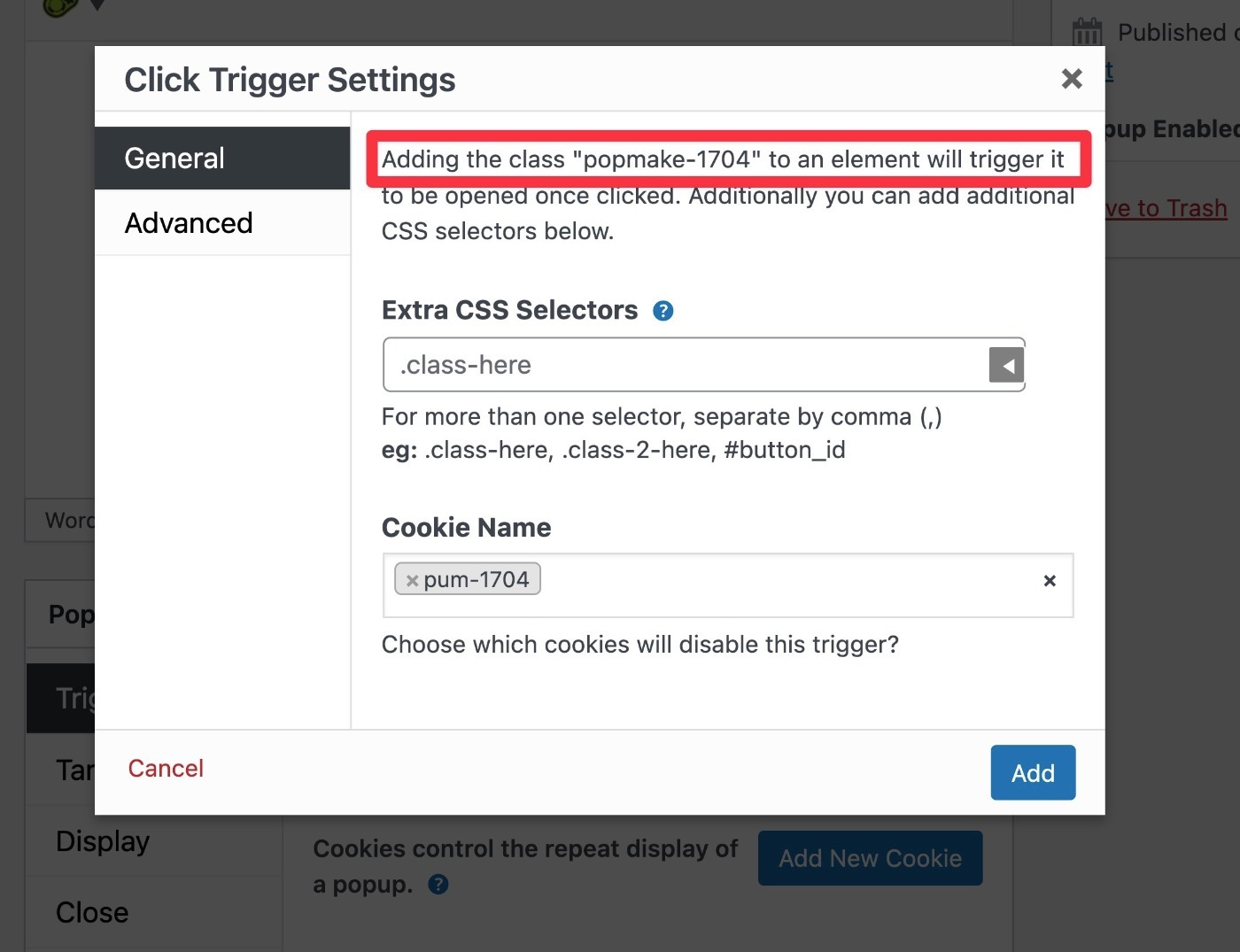 An example of a click trigger