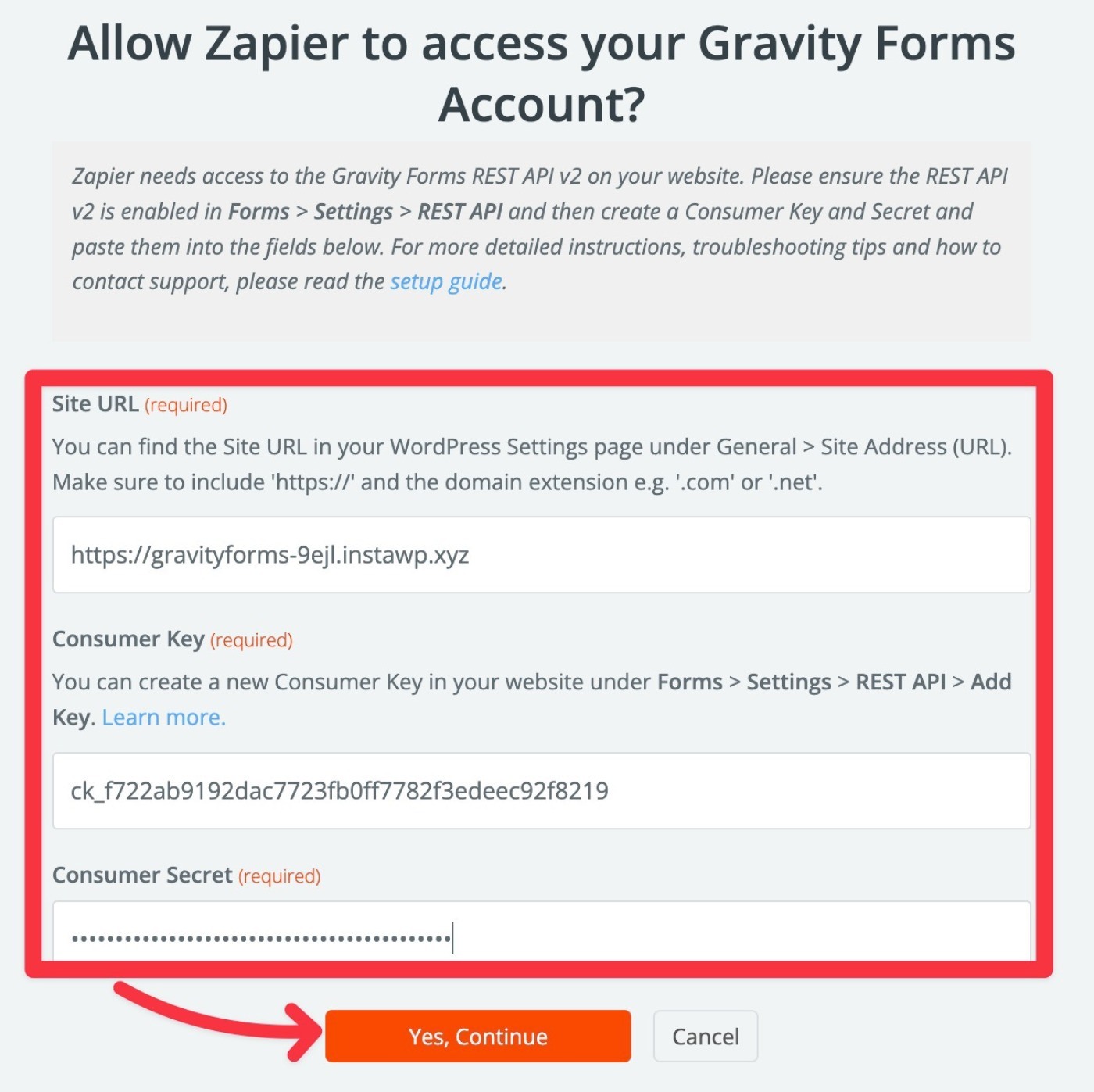 Allow Zapier access to Gravity Forms