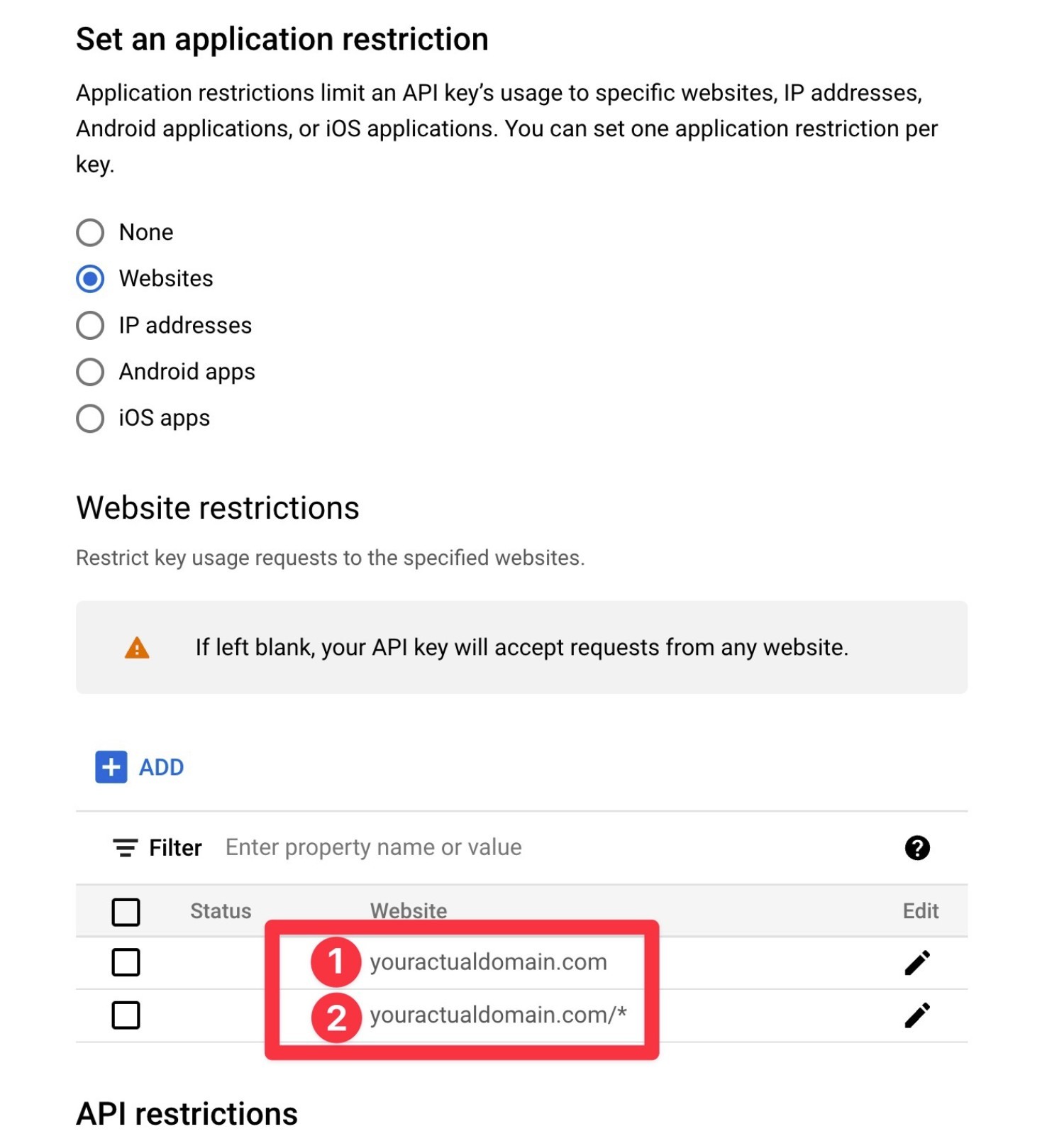Google Places API restrictions