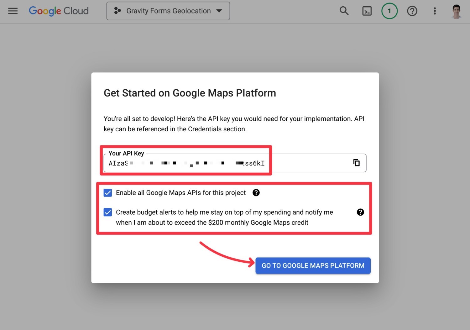 Google Maps API key