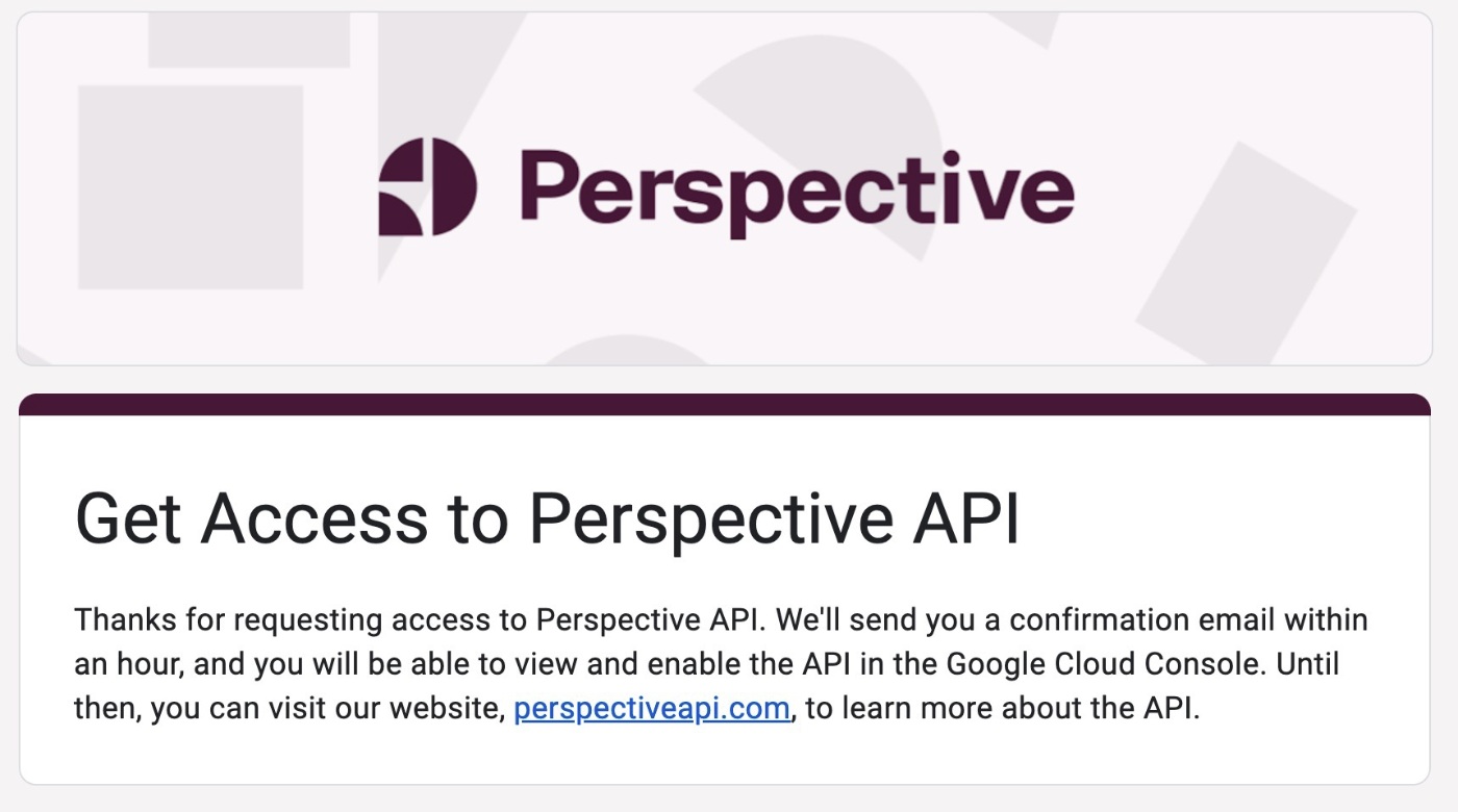 Perspective API form
