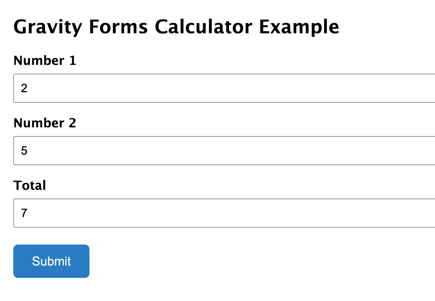 Gravity Forms calculations example
