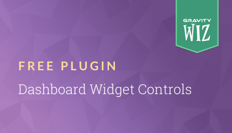 Dashboard Widget Controls