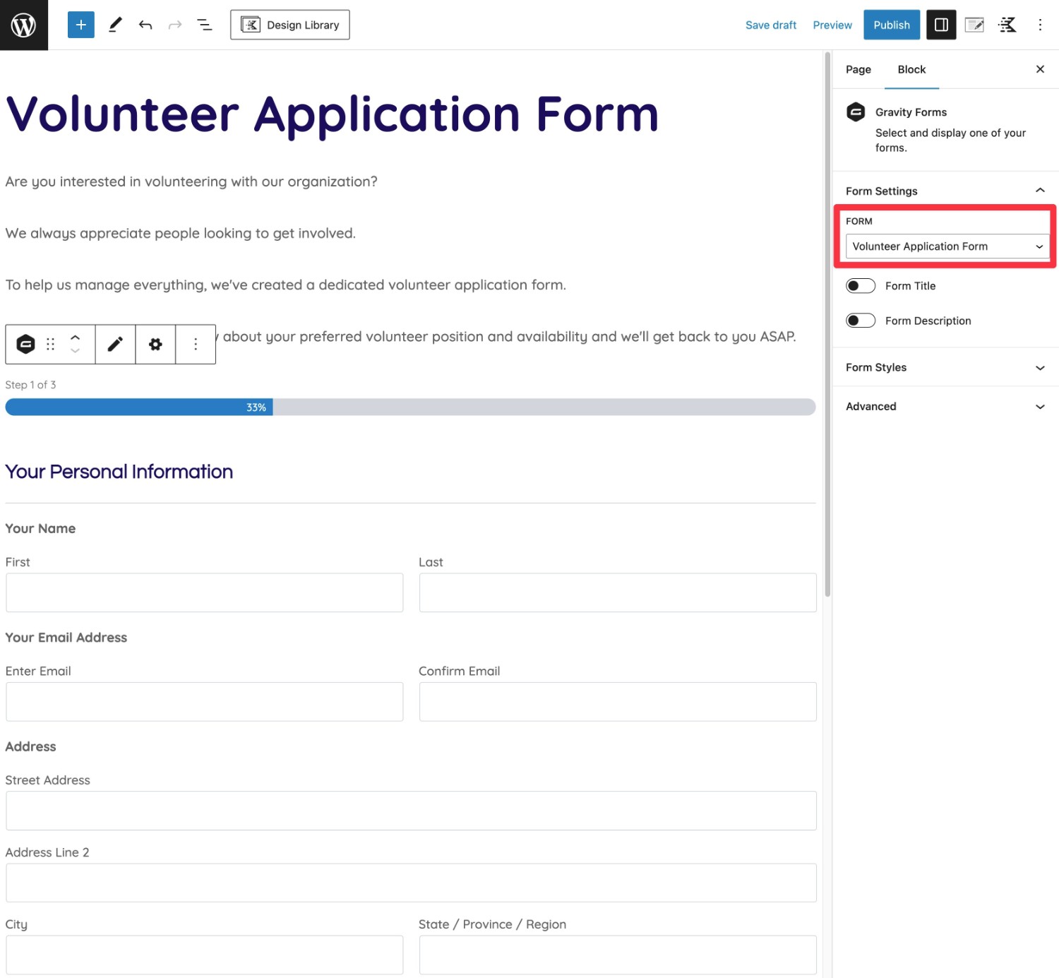 How to embed your volunteer application form