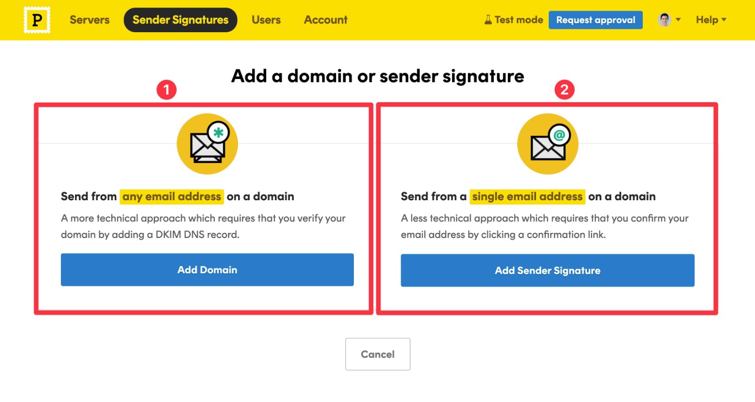 Choose sender signature