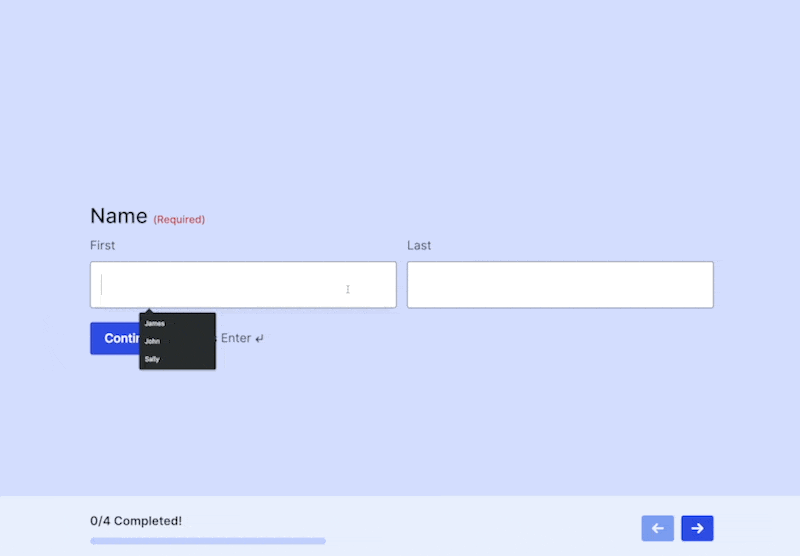 Example of the Gravity Forms Conversational Forms add-on