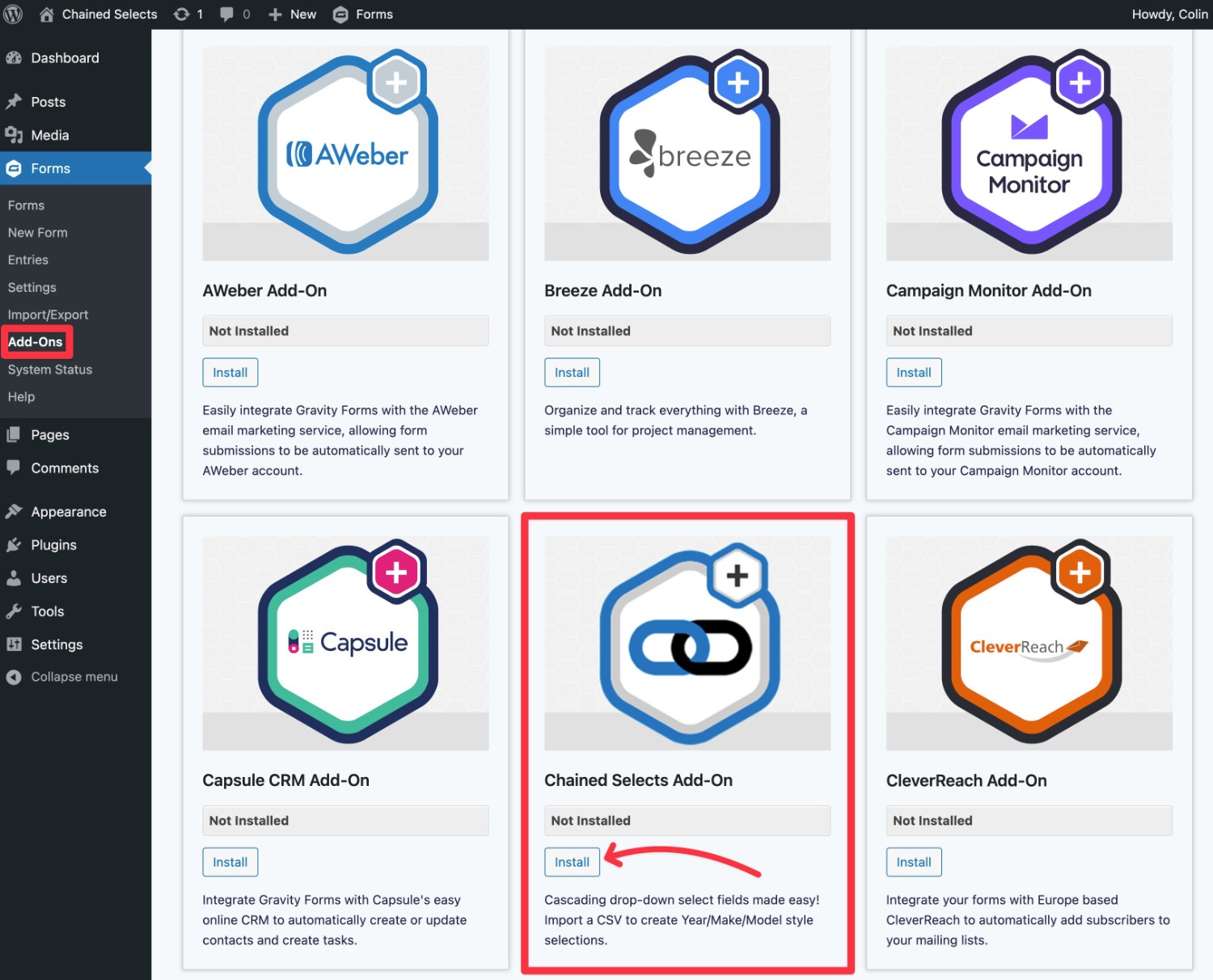 How to install the Gravity Forms Chained Selects add-on