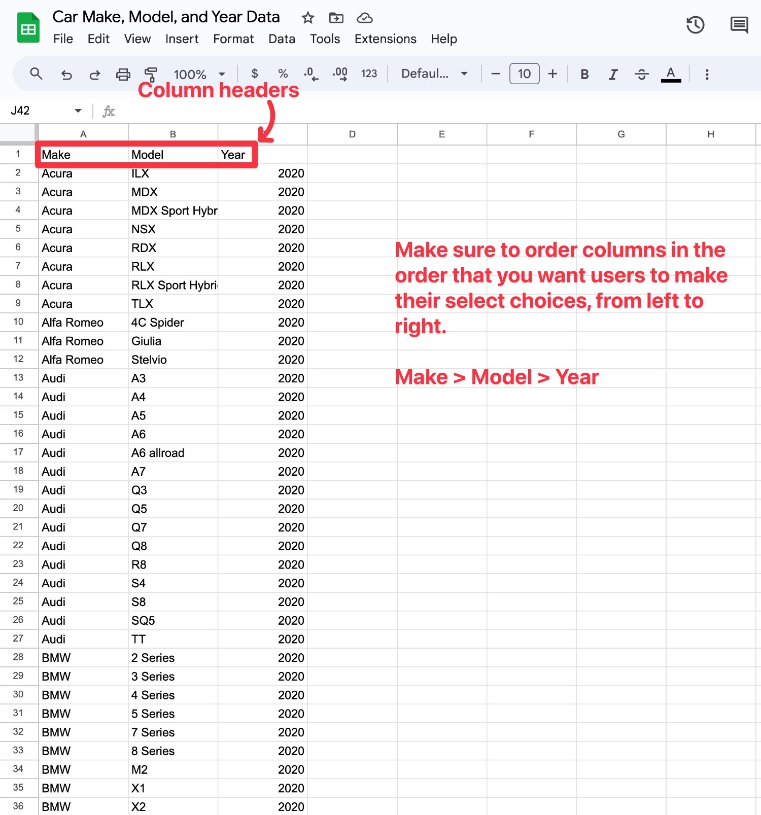 Prepare CSV file