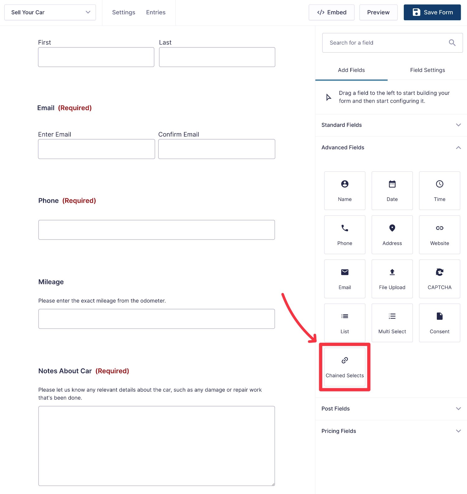 Add the Gravity Forms Chained Selects field