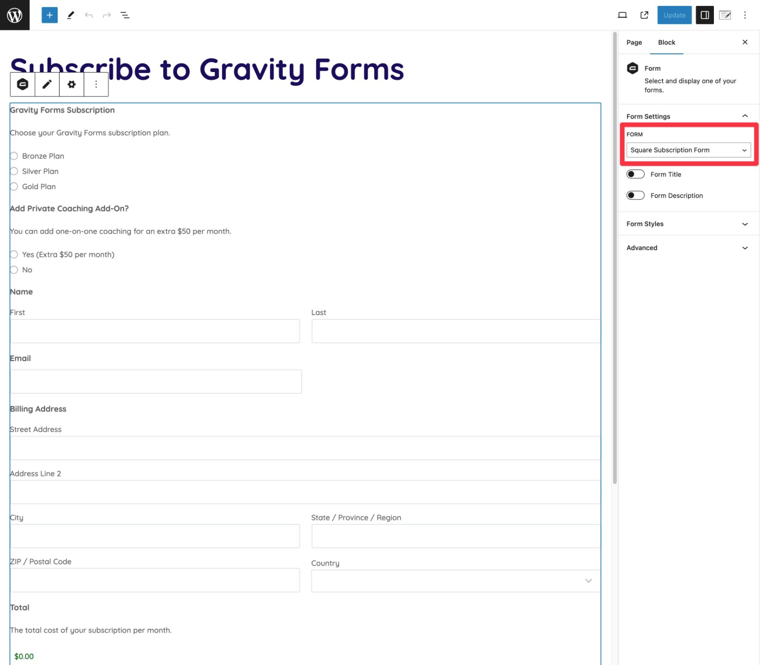 Embed your Square subscription form