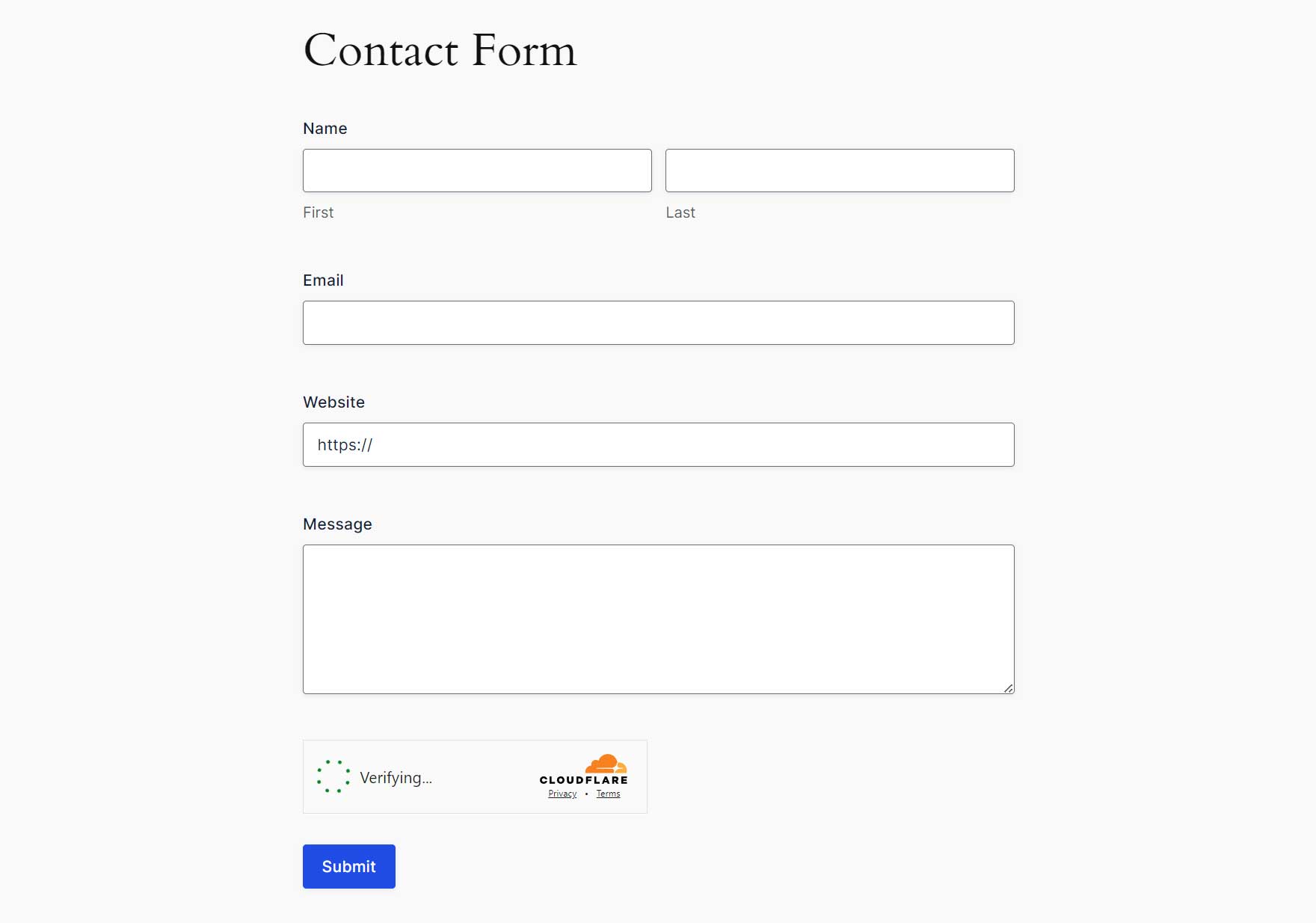 Published Cloudflare Form Example