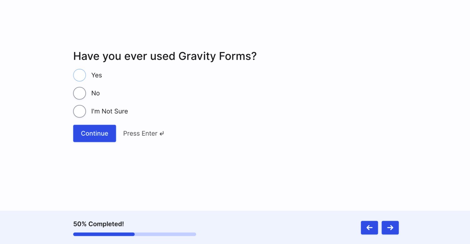 Gravity Forms conversational form example