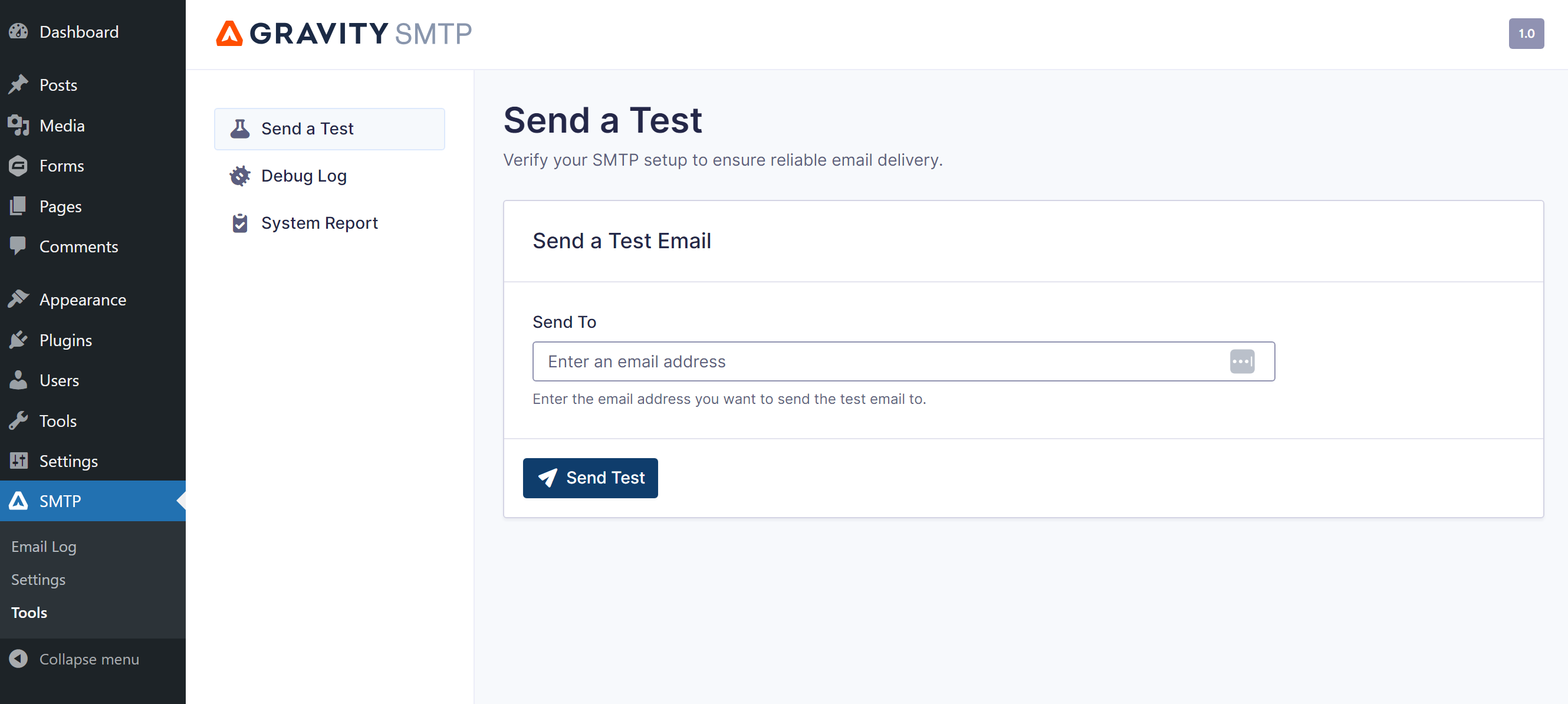 Gravity SMTP Send a Test