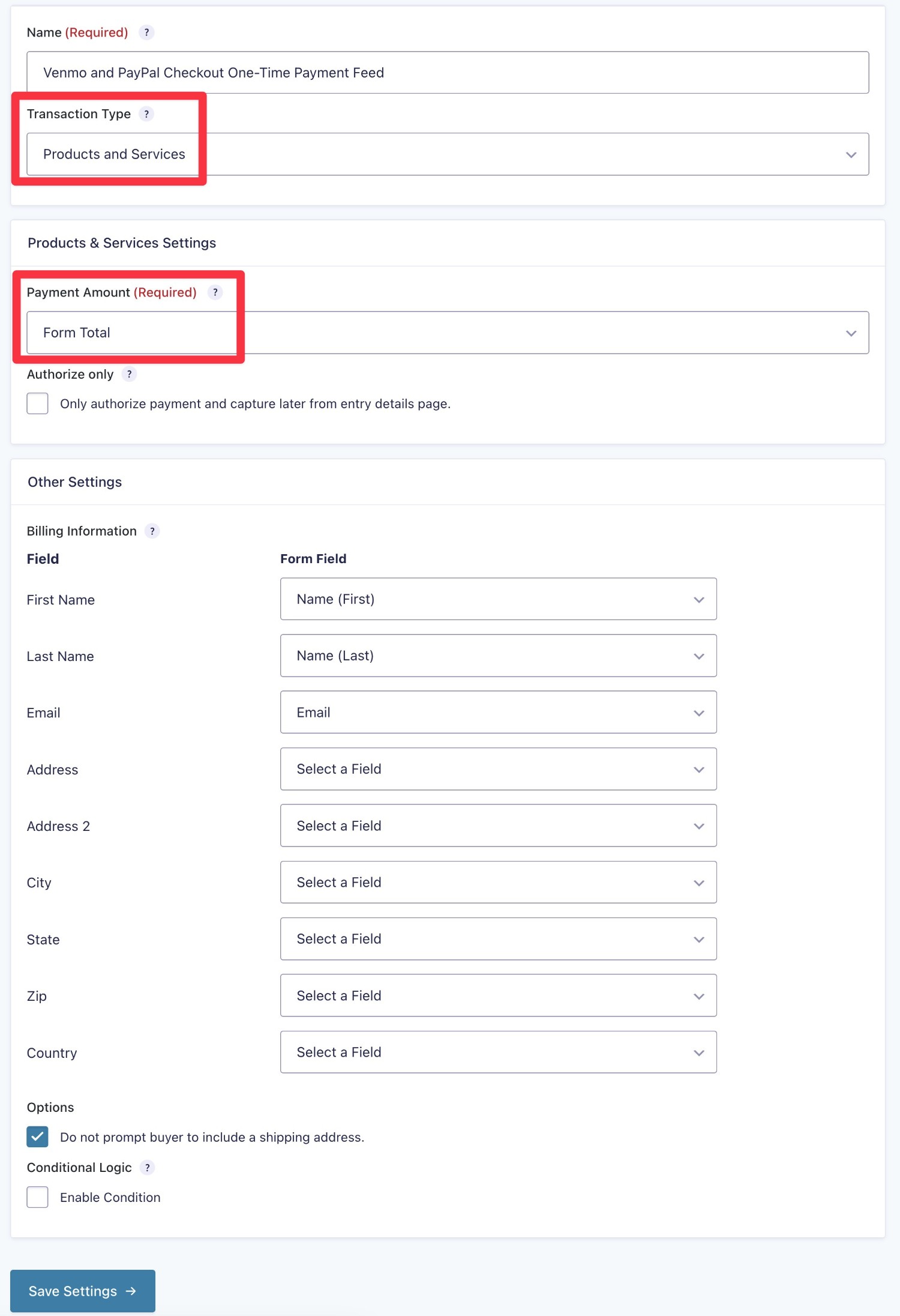 Configure your PayPal checkout feed