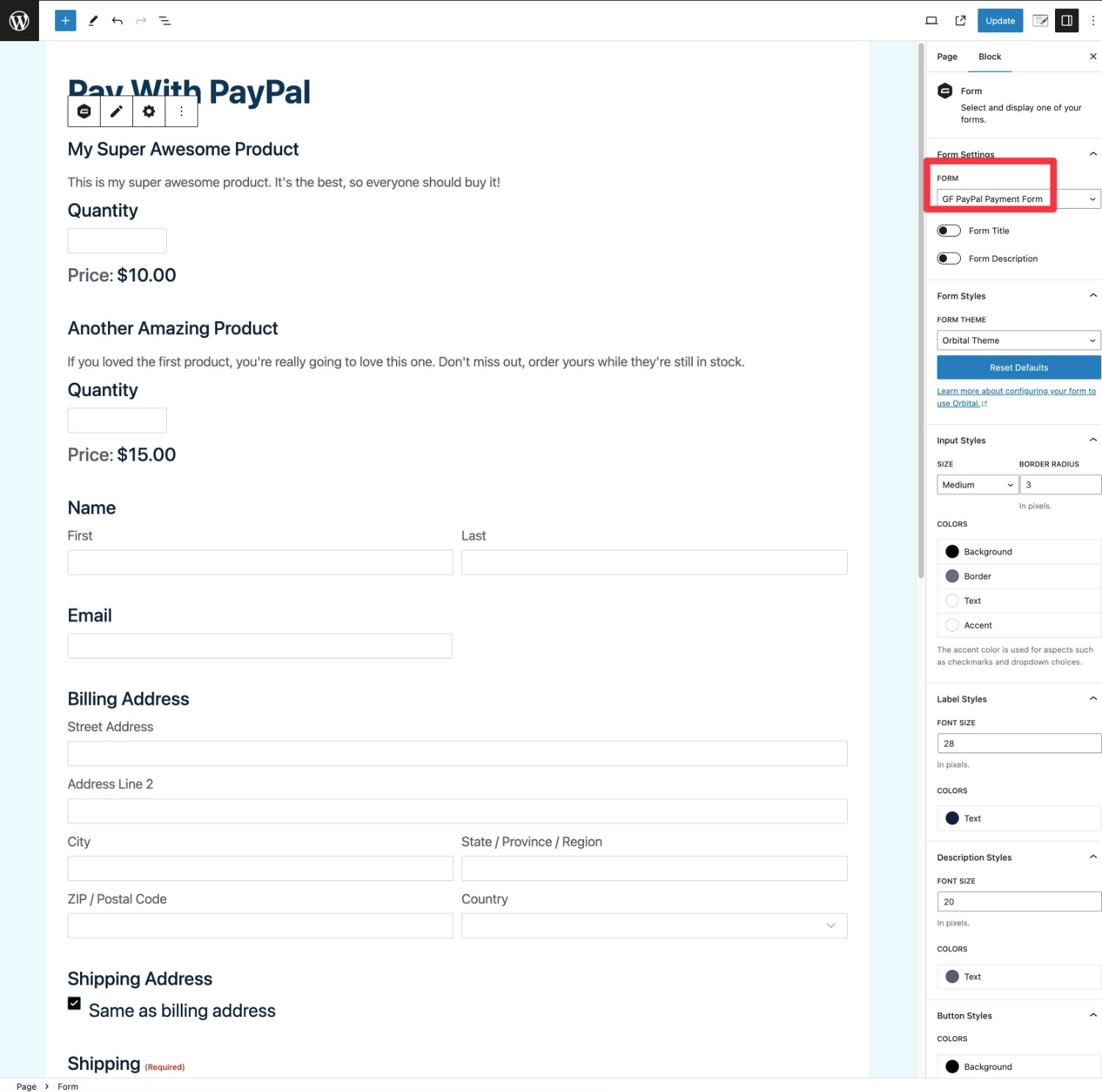 Embed your payment form