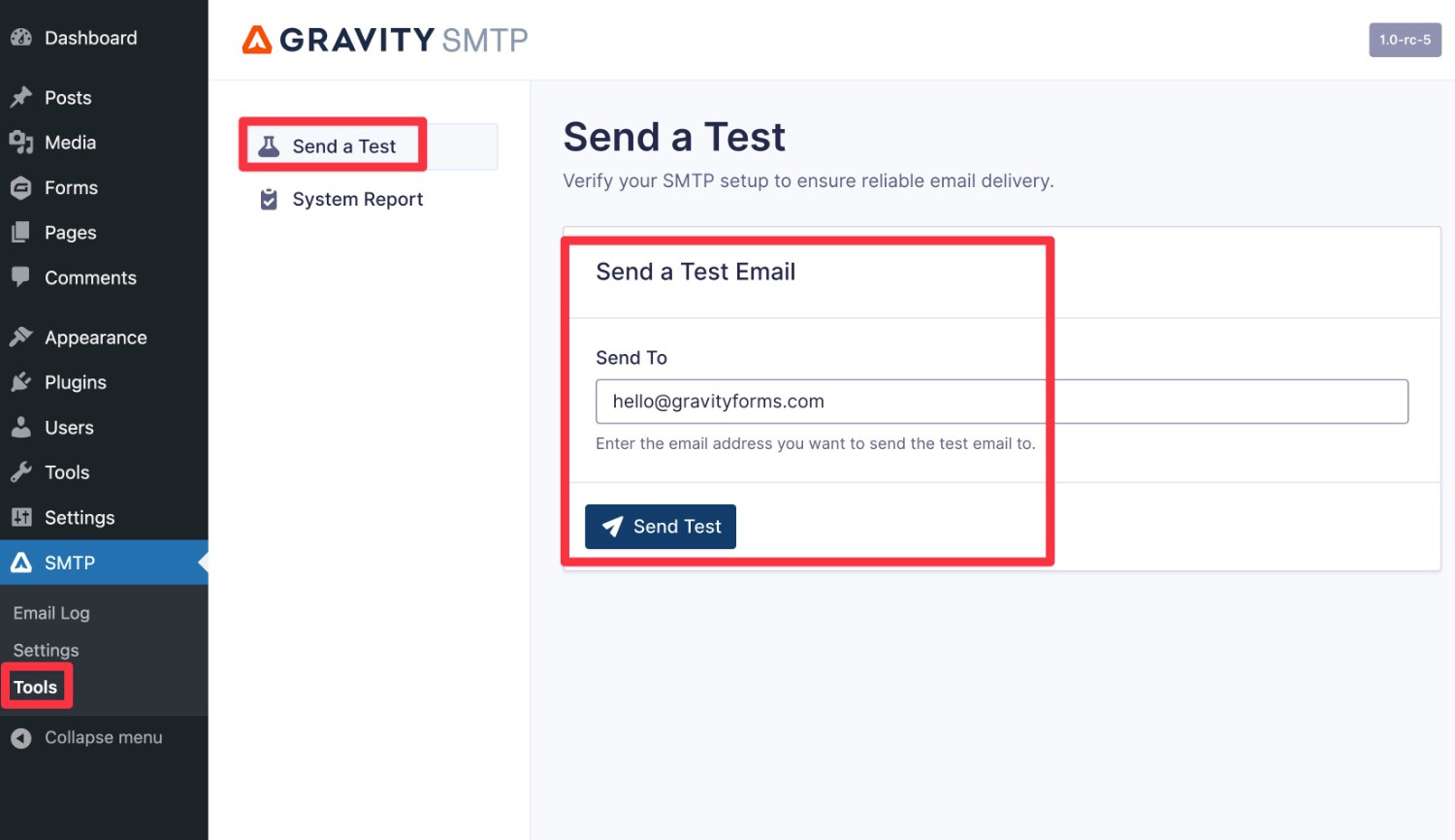 How to Send a test email using Gravity SMTP